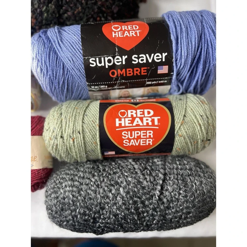 14 Skein Mixed Yarn Lot Red Heart Sugar n Cream Bernat Caron Knit Crochet